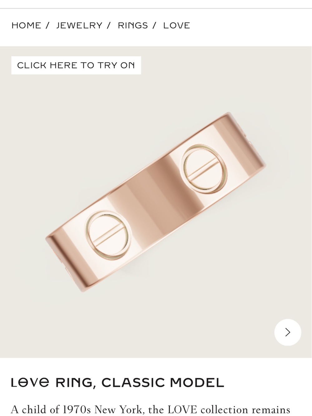 Cartier Love Ring in Rose Gold